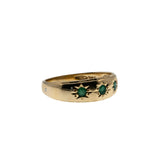 Starstruck - Vintage 14K Gold Star-Set Natural Emerald Gypsy Ring (VR1015)