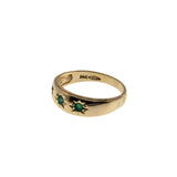 Starstruck - Vintage 14K Gold Star-Set Natural Emerald Gypsy Ring (VR1015)
