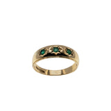 Starstruck - Vintage 14K Gold Star-Set Natural Emerald Gypsy Ring (VR1015)