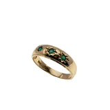 Starstruck - Vintage 14K Gold Star-Set Natural Emerald Gypsy Ring (VR1015)