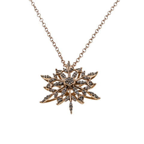 Let It Snow, Let It Snow, Let It Snow ! - Vintage 10K Rose Gold Natural Diamond Snowflake Pendant (VP247)