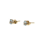 Water Drops - Vintage 10K Gold Natural Aquamarine Stud Earrings (VE473)