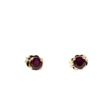 Crimson Must Haves - Vintage 14K Gold Natural Ruby Stud Earrings (VE474)