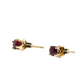 Crimson Must Haves - Vintage 14K Gold Natural Ruby Stud Earrings (VE474)