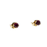 Crimson Must Haves - Vintage 14K Gold Natural Ruby Stud Earrings (VE474)