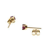 Crimson Must Haves - Vintage 14K Gold Natural Ruby Stud Earrings (VE474)