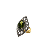 Enthralling - Estate 18K Gold Plate Hand-Set Crystal Open-Work Ring (ER377)