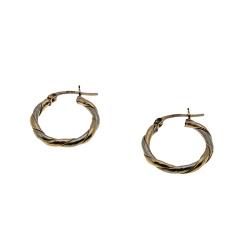Two Tone Must Haves - Vintage 10K Yellow & White Gold Creole Hoop Earrings (VE475)