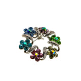 Pastel Wreathe - Vintage Rhodium Plated Austrian Aurora Borealis Crystal Rhinestone Floral Wreathe Brooch (VBR305)