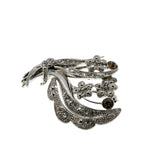 Antique Bouquet - Vintage Rhodium Plate Crystal Rhinestone Floral Brooch (VBR306)