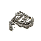 Antique Bouquet - Vintage Rhodium Plate Crystal Rhinestone Floral Brooch (VBR306)