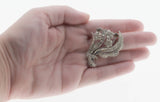 Antique Bouquet - Vintage Rhodium Plate Crystal Rhinestone Floral Brooch (VBR306)