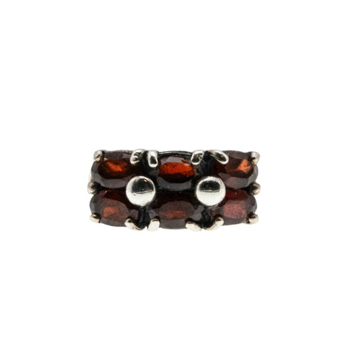 Sea Of Garnets - Vintage Sterling Silver Natural Garnet Ring (VR1018)