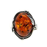 Baltic Jewel - Vintage Sterling Silver Natural Baltic Amber Foliage Ring (VR1019)