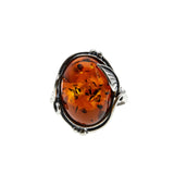 Baltic Jewel - Vintage Sterling Silver Natural Baltic Amber Foliage Ring (VR1019)