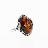 Baltic Jewel - Vintage Sterling Silver Natural Baltic Amber Foliage Ring (VR1019)