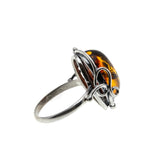 Baltic Jewel - Vintage Sterling Silver Natural Baltic Amber Foliage Ring (VR1019)