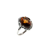 Baltic Jewel - Vintage Sterling Silver Natural Baltic Amber Foliage Ring (VR1019)