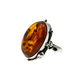 Nature's Honey - Vintage Sterling Silver Natural Baltic Amber Foliage Ring (VR1020)