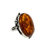 Nature's Honey - Vintage Sterling Silver Natural Baltic Amber Foliage Ring (VR1020)
