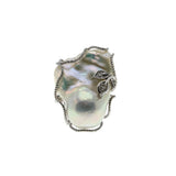 Lustrous Artistry - Estate Sterling Silver Baroque Pearl & Cubic Zirconia Ring (ER378)