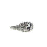 Edwardian Inspiration - Estate Rhodium Plate Over Sterling Silver Cubic Zirconia Engraved Ring (ER380)