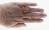 Violets By The Sea - Estate Gold Plate Over Sterling Silver Genuine Coral Tanzanite Ring (ER381)