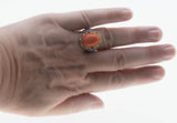 Violets By The Sea - Estate Gold Plate Over Sterling Silver Genuine Coral Tanzanite Ring (ER381)