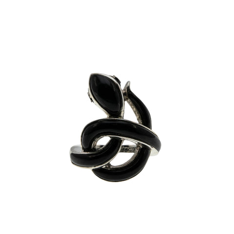 The Black Adder - Estate Sterling Silver Genuine Black Onyx Snake Ring (ER383)