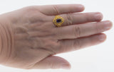 Purple Royale - Estate 24K Gold Plate Over Sterling Silver Natural Amethyst, White Topaz & Seed Pearl Ring (ER386)