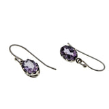 Provence Days - Estate Sterling Silver Natural Lavender Amethyst Dangly Earrings (EE234)