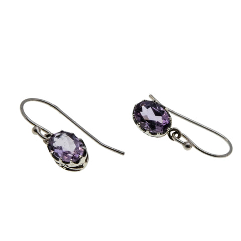 Provence Days - Estate Sterling Silver Natural Lavender Amethyst Dangly Earrings (EE234)