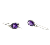 Purple Rain - Estate Sterling Silver Natural Amethyst Dangly Earrings (EE235)