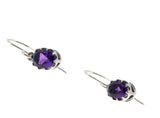 Purple Rain - Estate Sterling Silver Natural Amethyst Dangly Earrings (EE235)
