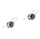 Purple Rain - Estate Sterling Silver Natural Amethyst Dangly Earrings (EE235)