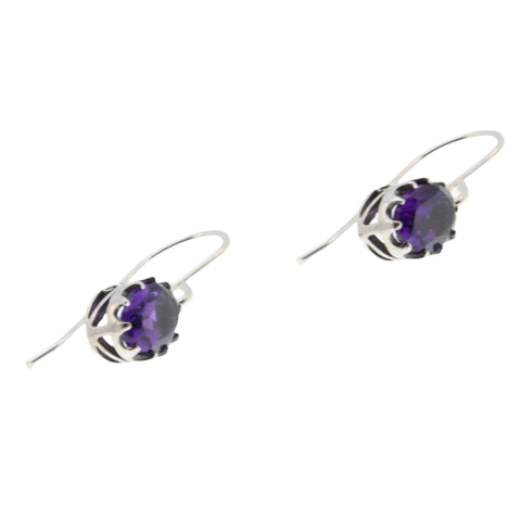 Purple Rain - Estate Sterling Silver Natural Amethyst Dangly Earrings (EE235)