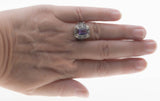 Colour Change Treasure - Estate Sterling Silver Lab Created Alexandrite Filigree Ring (ER388)