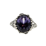 Changes - Estate Sterling Silver Lab Created Alexandrite Floral Filigree Ring (ER389)