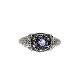 Ocean Tide - Estate Sterling Silver Lab Created Alexandrite & Seed Pearl Ring (ER390)