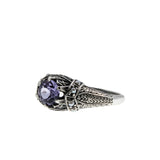 Ocean Tide - Estate Sterling Silver Lab Created Alexandrite & Seed Pearl Ring (ER390)