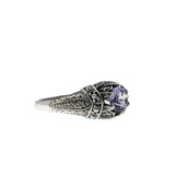 Ocean Tide - Estate Sterling Silver Lab Created Alexandrite & Seed Pearl Ring (ER390)