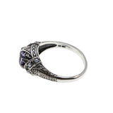 Ocean Tide - Estate Sterling Silver Lab Created Alexandrite & Seed Pearl Ring (ER390)