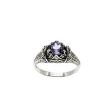 Ocean Tide - Estate Sterling Silver Lab Created Alexandrite & Seed Pearl Ring (ER390)