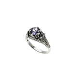 Ocean Tide - Estate Sterling Silver Lab Created Alexandrite & Seed Pearl Ring (ER390)