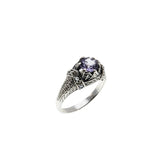 Ocean Tide - Estate Sterling Silver Lab Created Alexandrite & Seed Pearl Ring (ER390)
