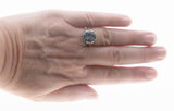 Victorian Art Nouveau Revival - Estate Sterling Silver Natural Sky Blue Topaz Floral Open-Work Ring (ER391)