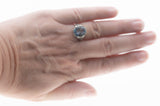 Victorian Art Nouveau Revival - Estate Sterling Silver Natural Sky Blue Topaz Floral Open-Work Ring (ER391)