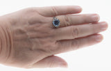 French Blue - Estate Sterling Silver Lab Created Blue Spinel Filigree Ring (ER394)