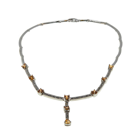 Here Comes The Sun - Estate Palladium Over Sterling Silver Crystal Necklace (EN053)