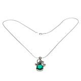 Greener Than Green - Estate Palladium Over Sterling Silver Chatham Emerald & Natural Diamond Pendant (EP079)